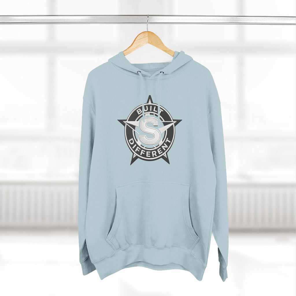 Built Different Logo Hoodie — Vintage Compass Emblem Fleece Hoodie