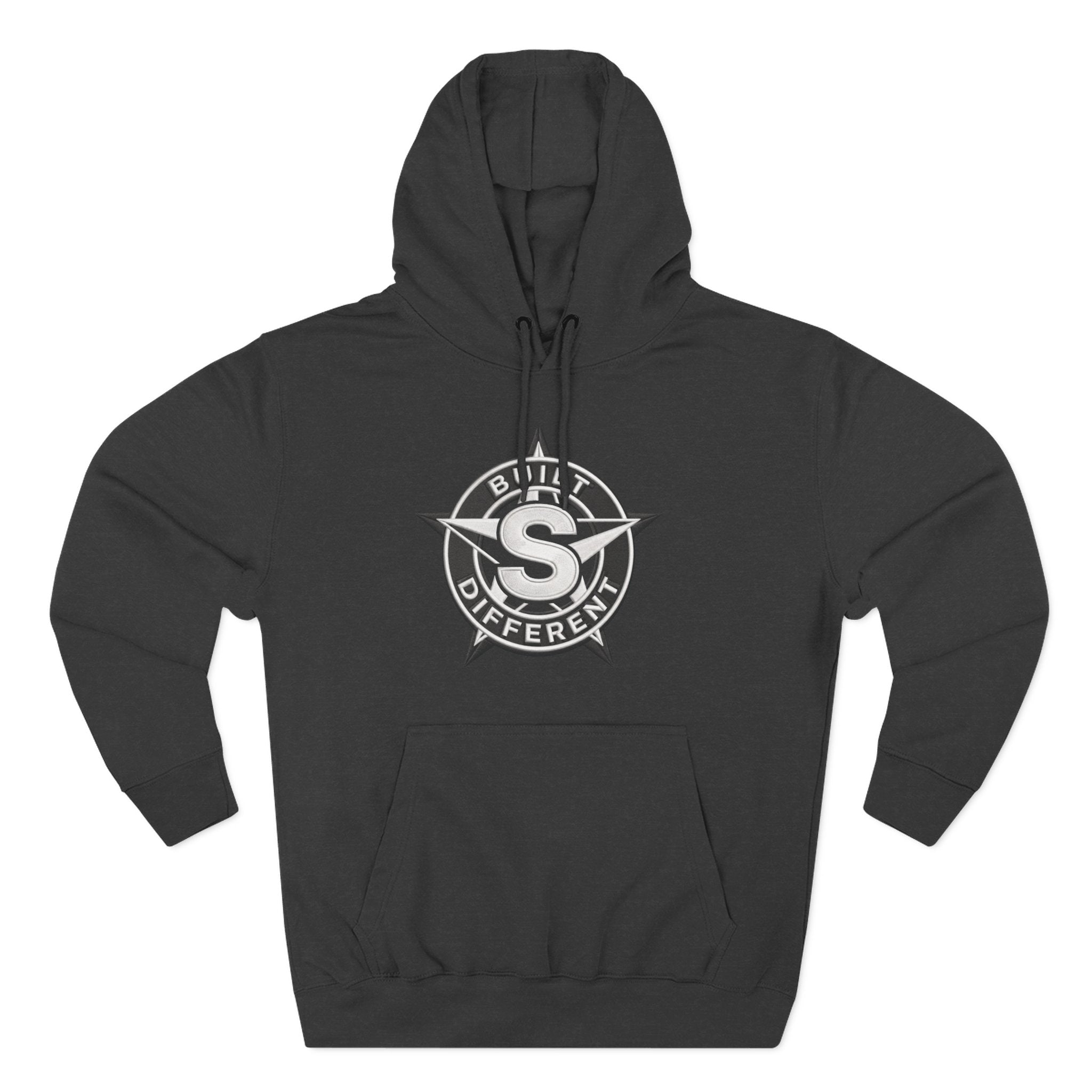Built Different Logo Hoodie — Vintage Compass Emblem Fleece Hoodie