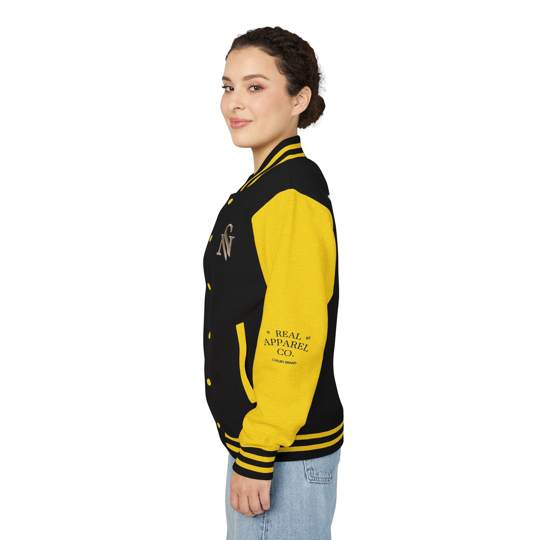 SPVNN Red & White Varsity Letterman Jacket – Embroidered Patch Logo