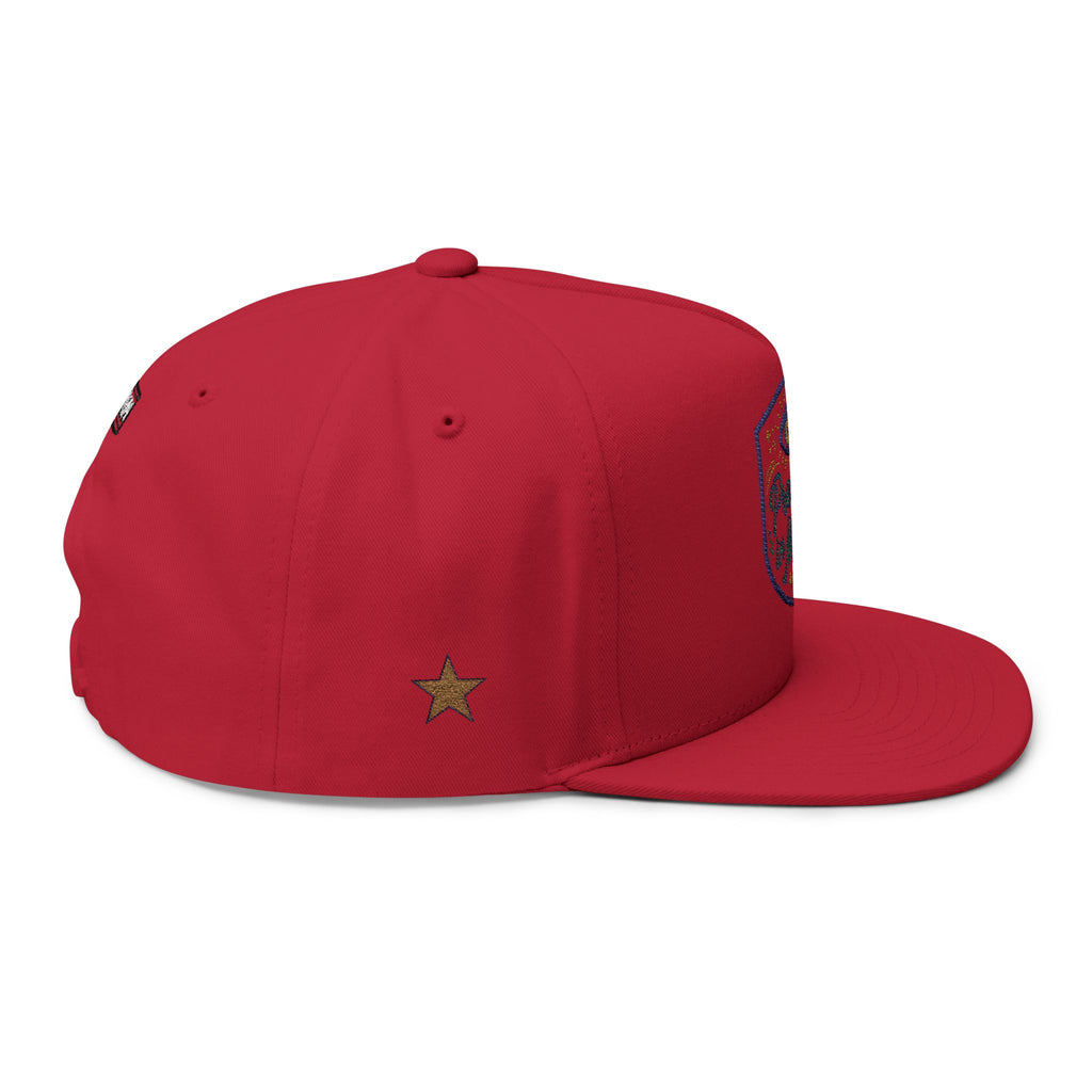 Embroidered Flat Bill Cap - "Presence in Motion" Eye Patch Design