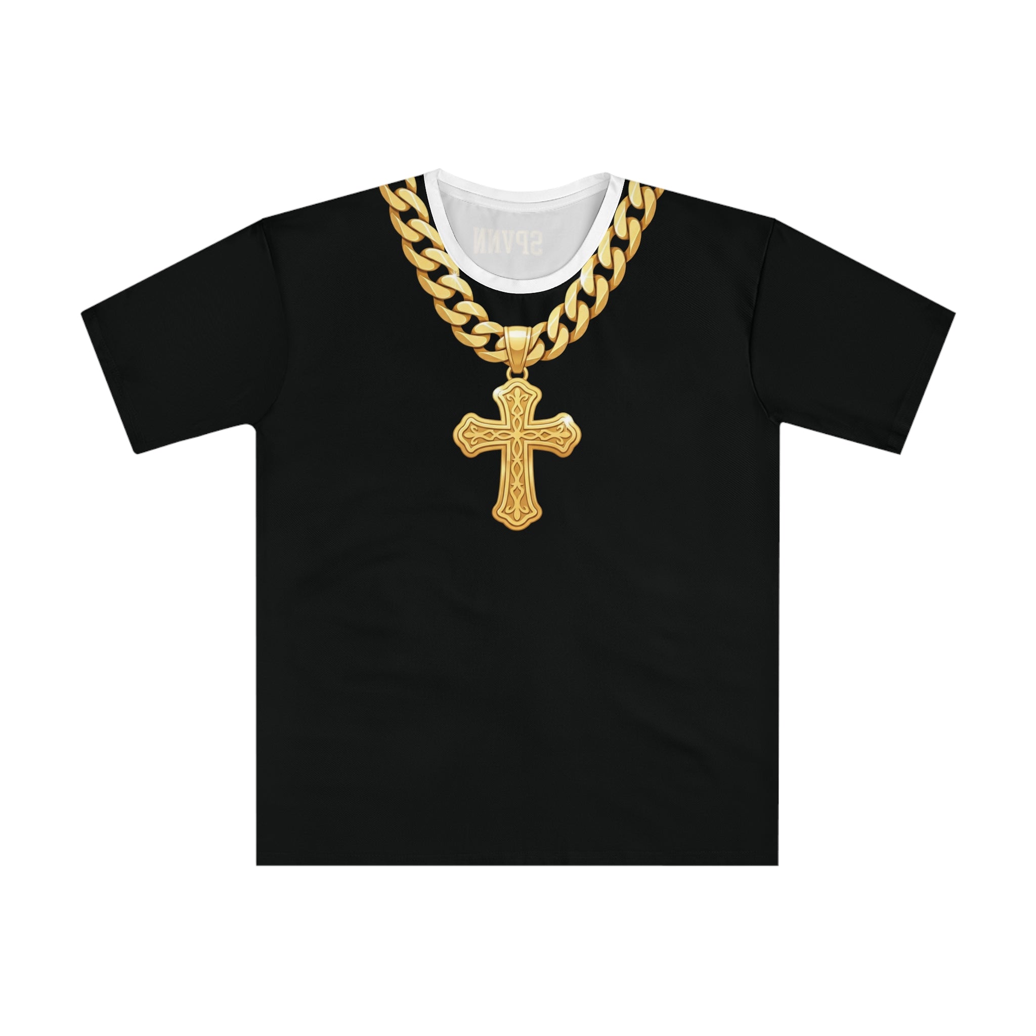 Faith Over Fear Men’s T‑Shirt — Gold Cross Necklace Graphic