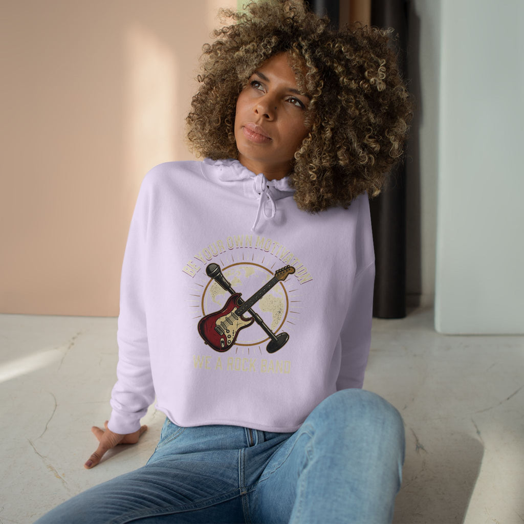 Worldwide Rock Band Crop Hoodie — "Play Your Own Motown" Guitar Graphic