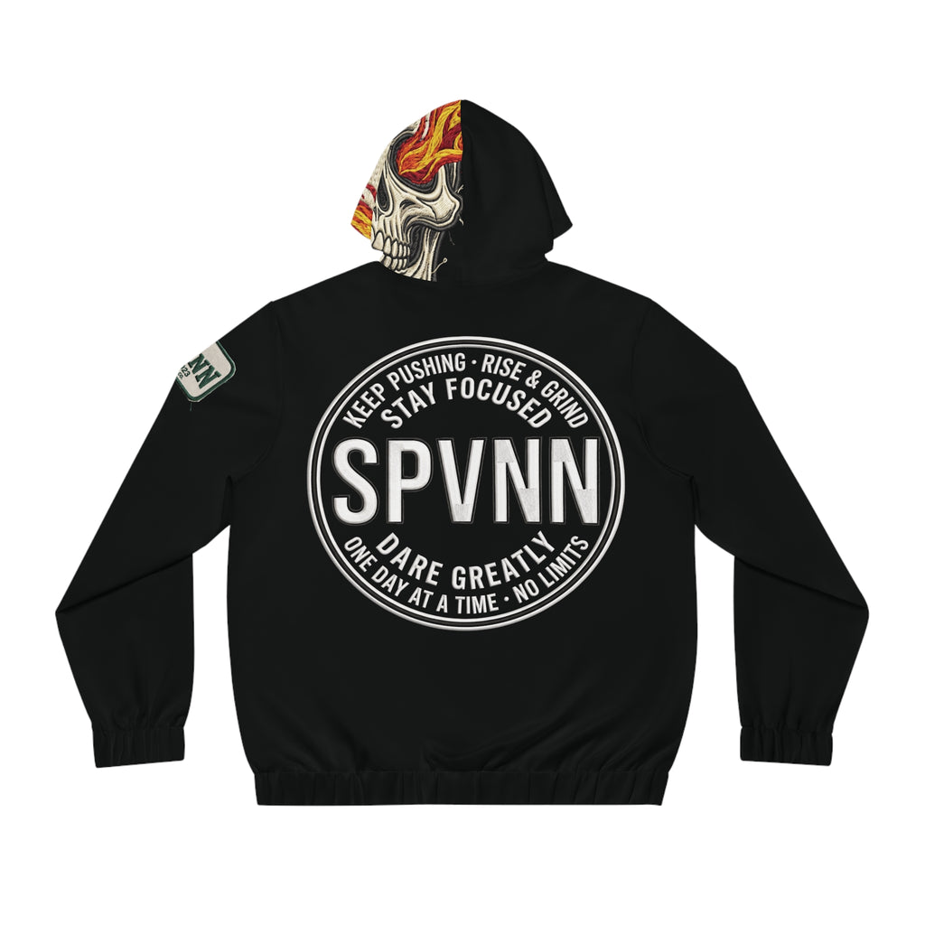 SPVNN Flame Skull Zip Hoodie — Men’s Graphic Full-Zip