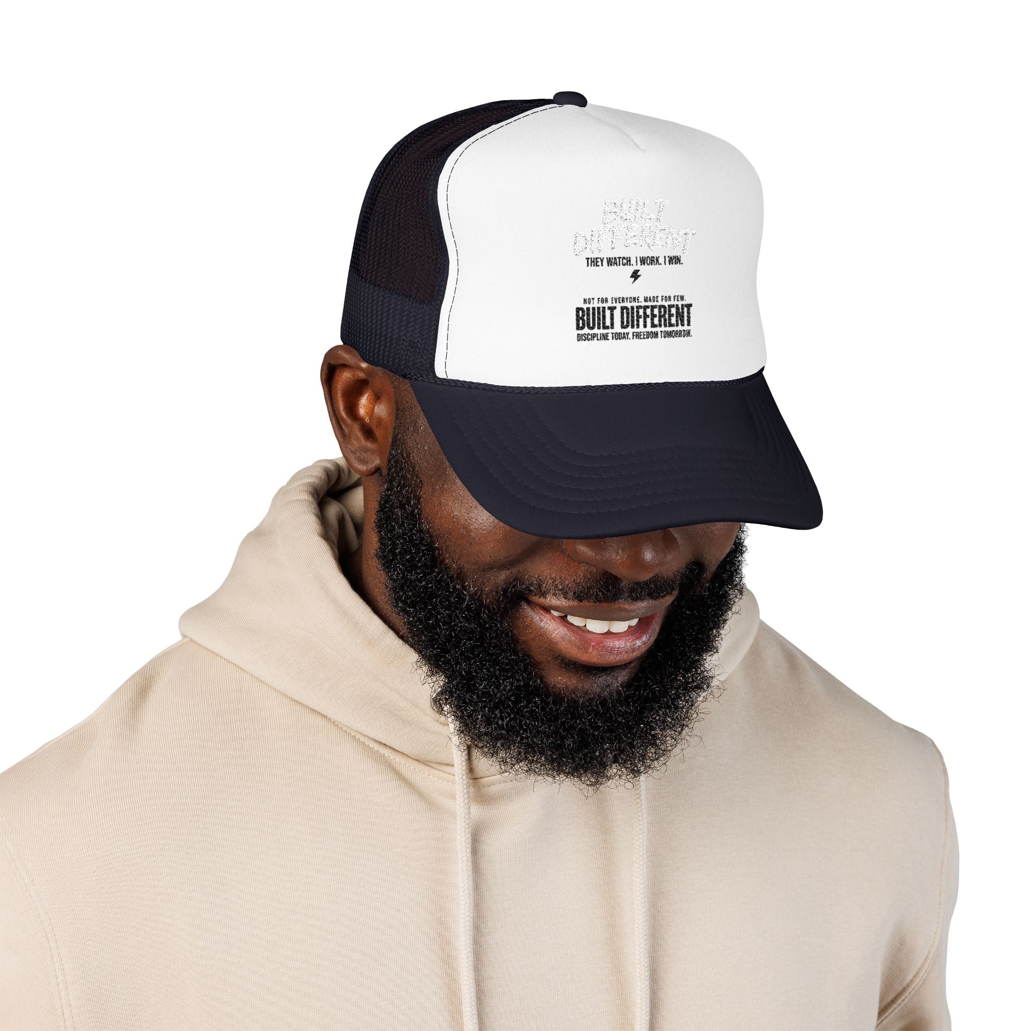 Trucker Hat — "Built Different" Foam Mesh Cap