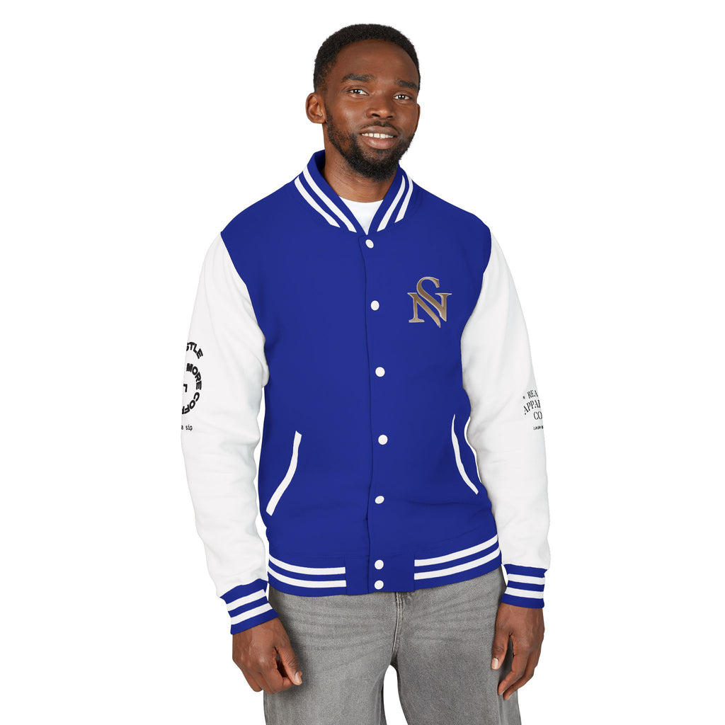 SPVNN Red & White Varsity Letterman Jacket – Embroidered Patch Logo