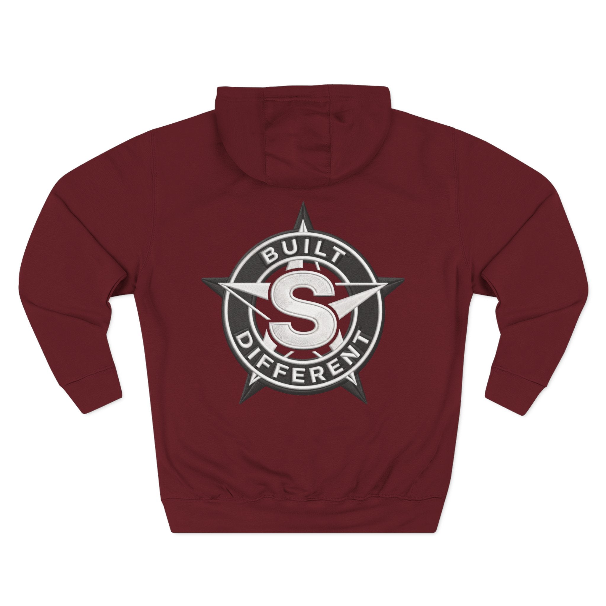 Built Different Logo Hoodie — Vintage Compass Emblem Fleece Hoodie