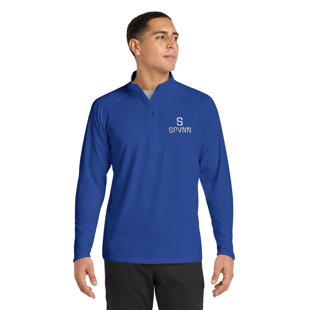 SPVNN Embroidered Quarter-Zip Pullover — Black Athletic Top