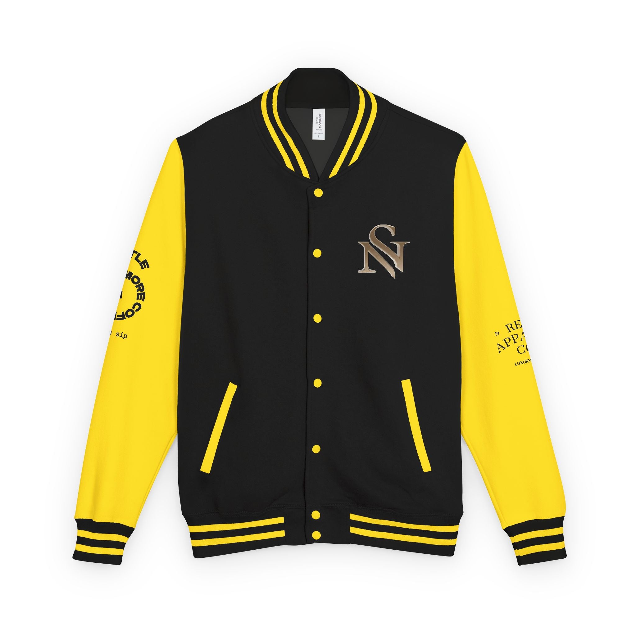 SPVNN Red & White Varsity Letterman Jacket – Embroidered Patch Logo