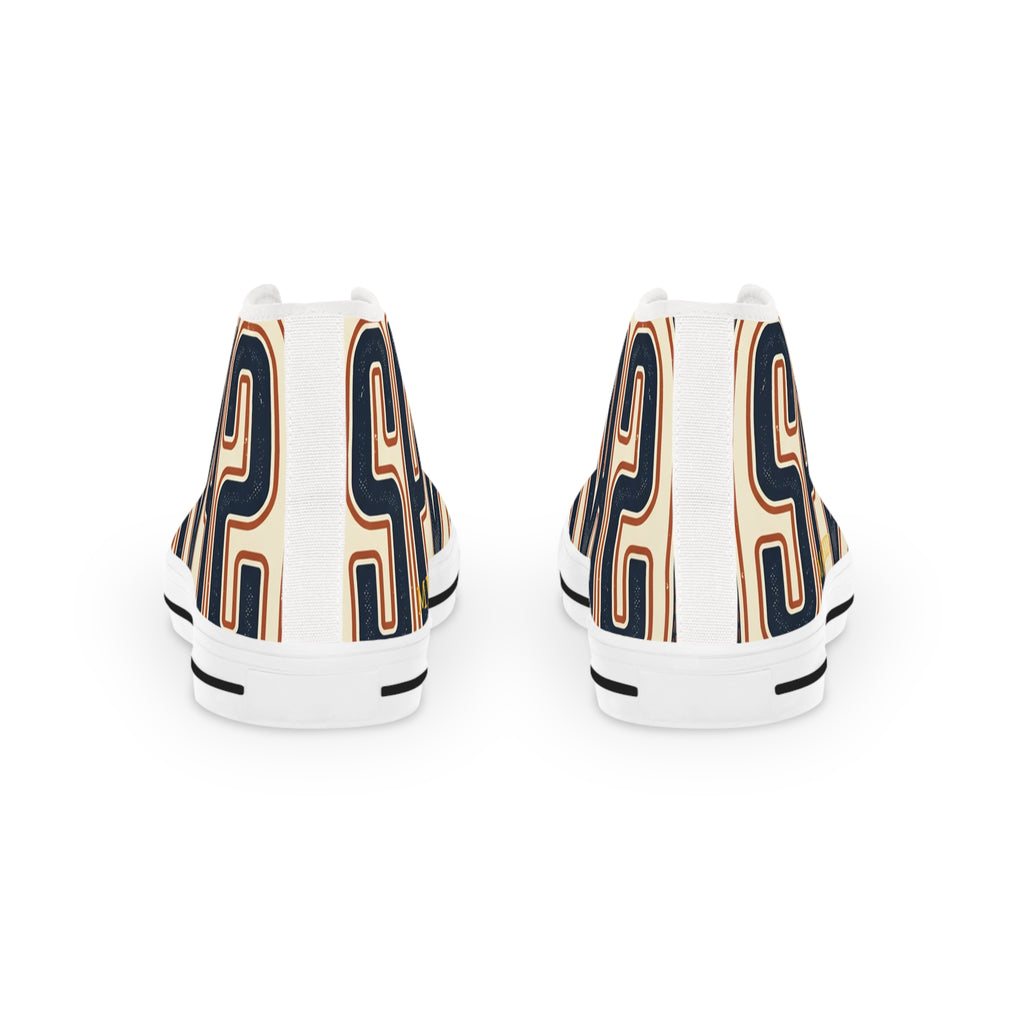 High Top Sneakers — Navy Striped 'SPR' Graphic Men's Streetwear