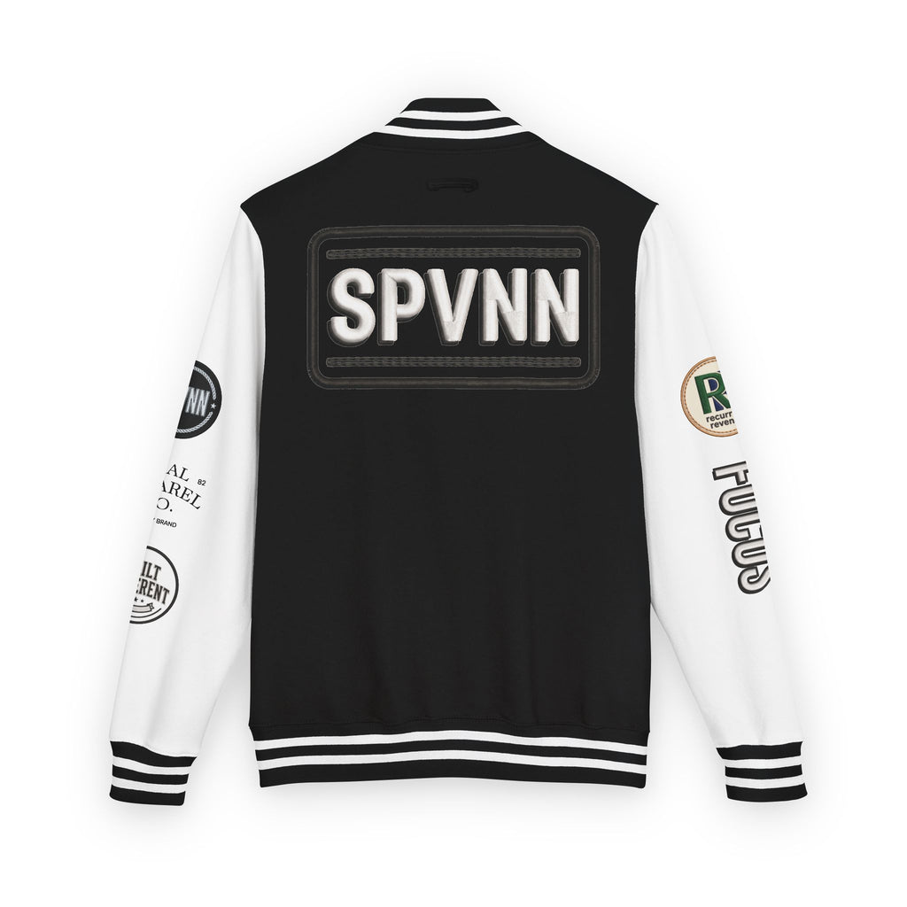 SPVNN Red & White Varsity Letterman Jacket – Embroidered Patch Logo