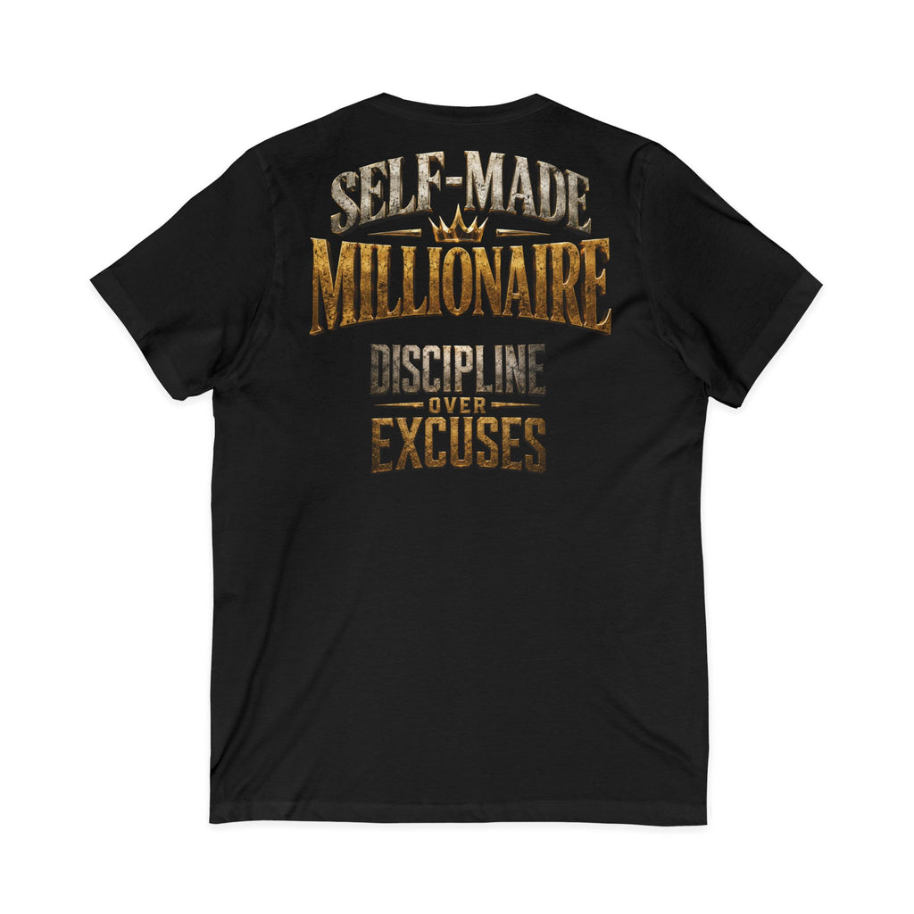V-Neck Tee - "Self-Made Millionaire" Motivational Graphic T-Shirt