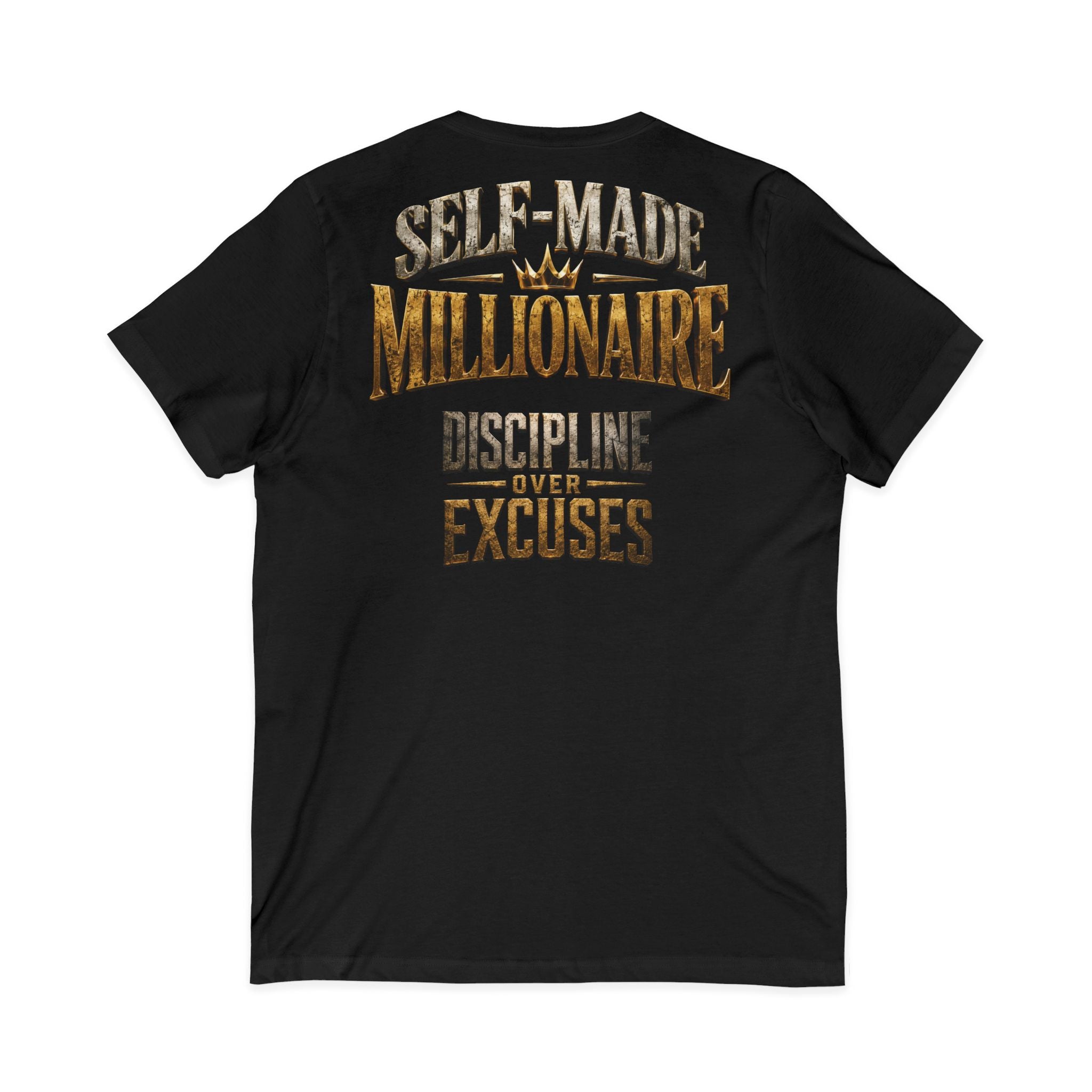 V-Neck Tee - "Self-Made Millionaire" Motivational Graphic T-Shirt