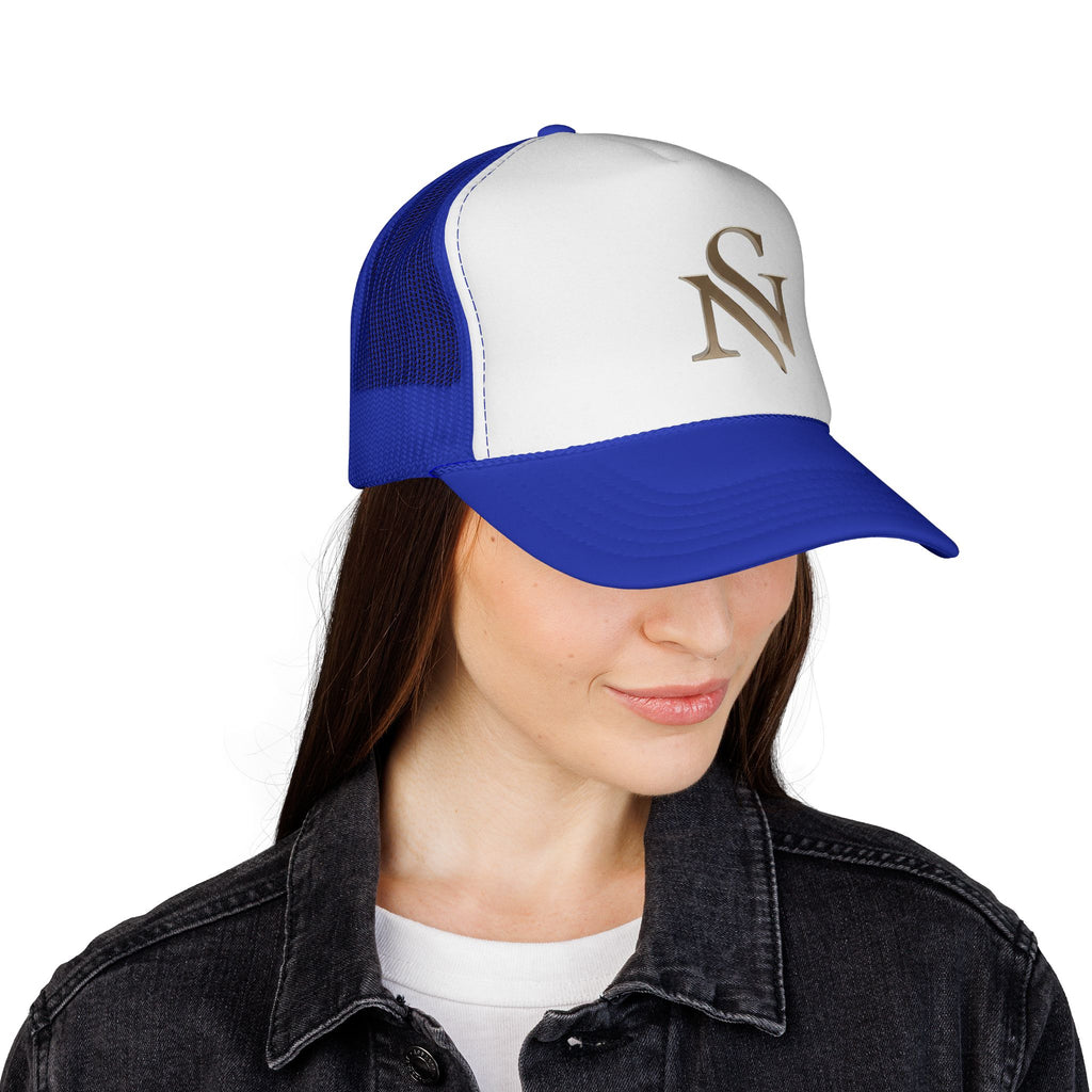 Embroidered 'SN' Monogram Trucker Cap — Classic Mesh Baseball Hat