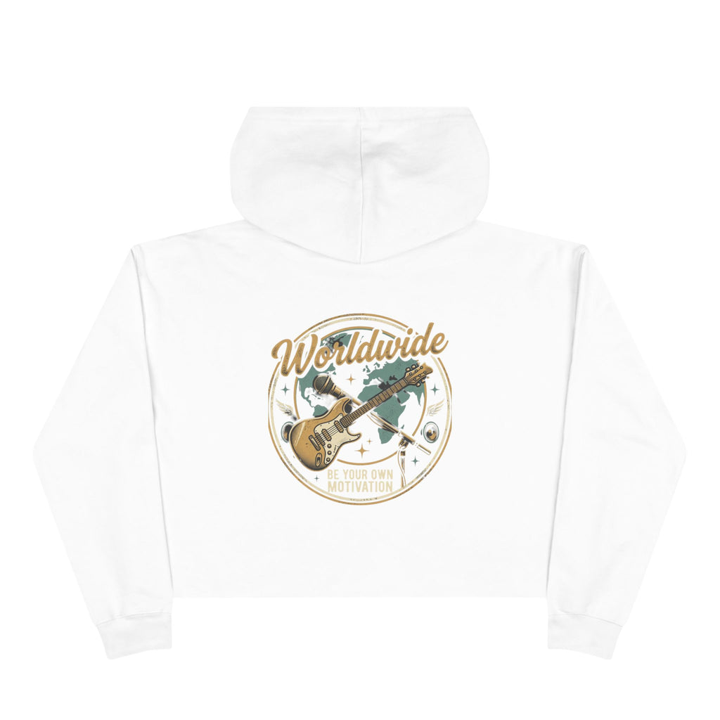 Worldwide Rock Band Crop Hoodie — "Play Your Own Motown" Guitar Graphic