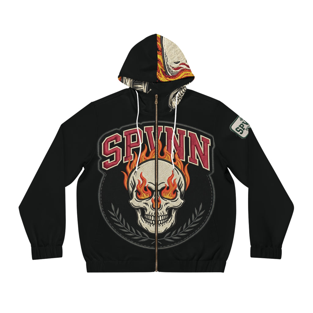 SPVNN Flame Skull Zip Hoodie — Men’s Graphic Full-Zip