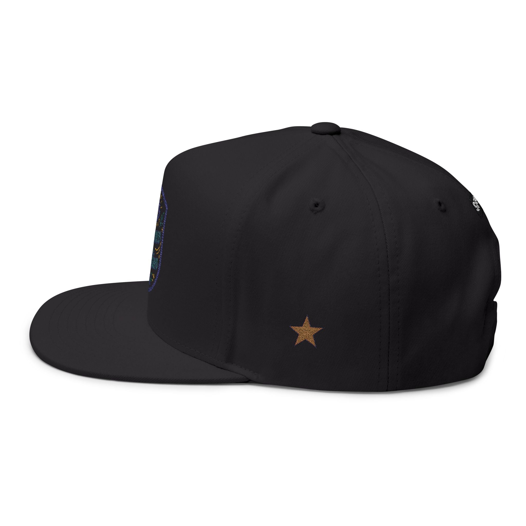 Embroidered Flat Bill Cap - "Presence in Motion" Eye Patch Design