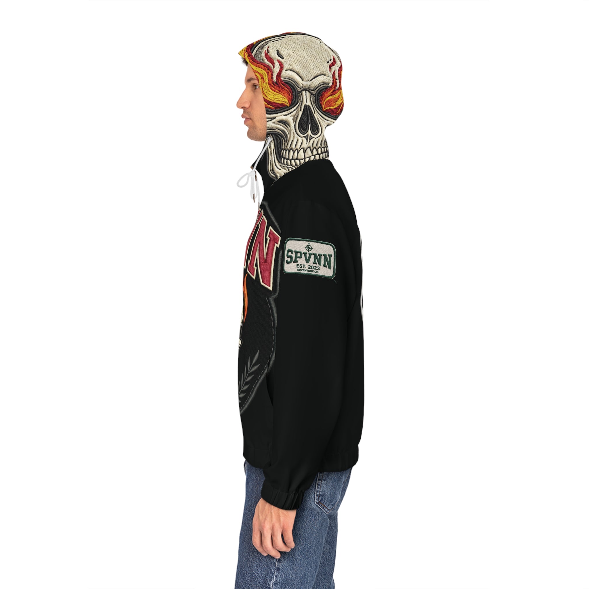 SPVNN Flame Skull Zip Hoodie — Men’s Graphic Full-Zip