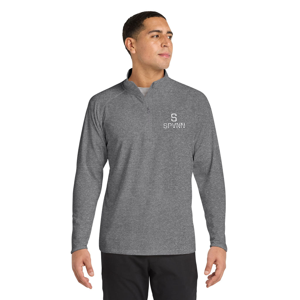 SPVNN Embroidered Quarter-Zip Pullover — Black Athletic Top