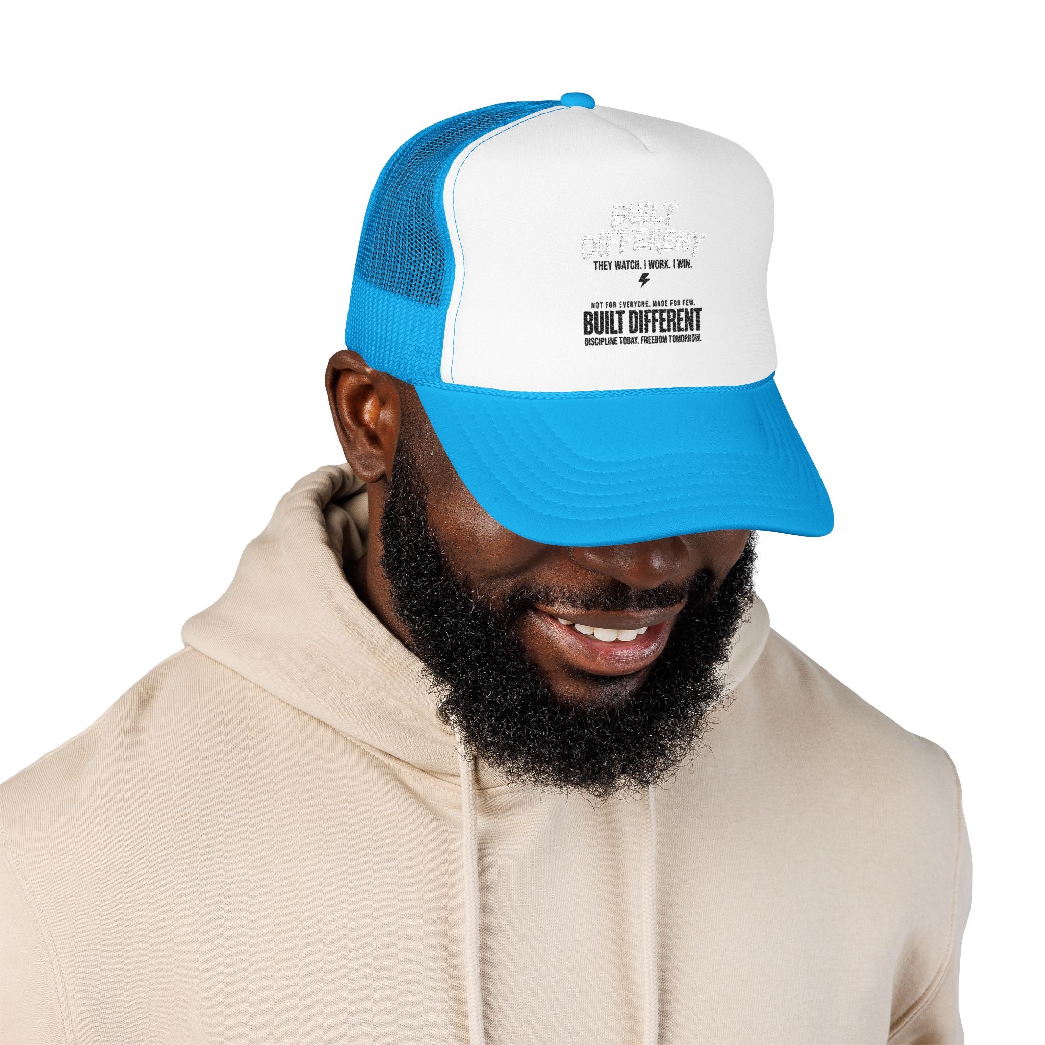 Trucker Hat — "Built Different" Foam Mesh Cap