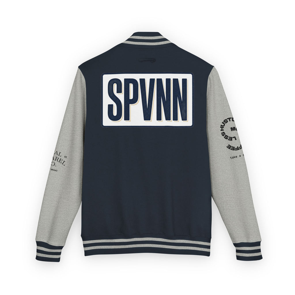 SPVNN Red & White Varsity Letterman Jacket – Embroidered Patch Logo