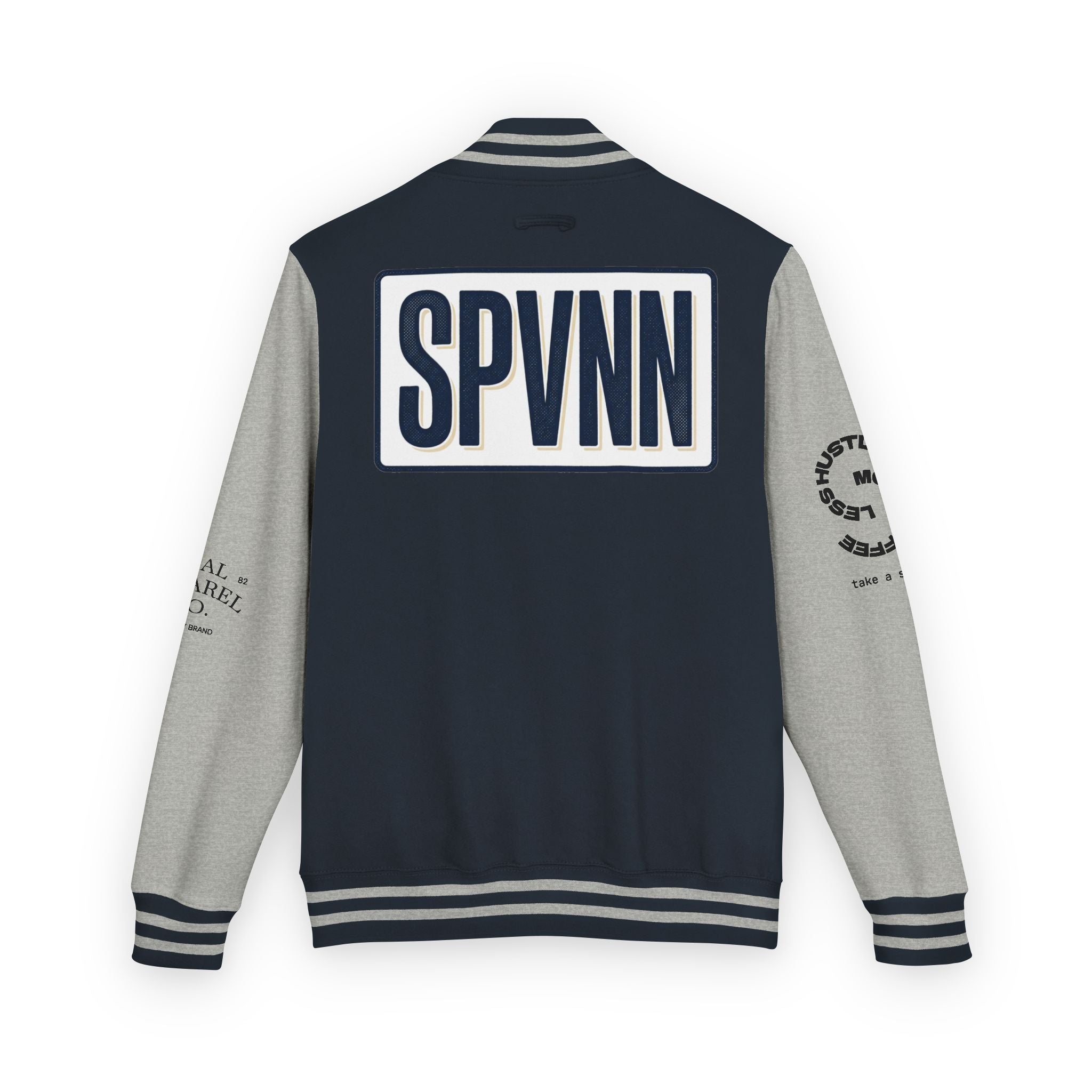 SPVNN Red & White Varsity Letterman Jacket – Embroidered Patch Logo