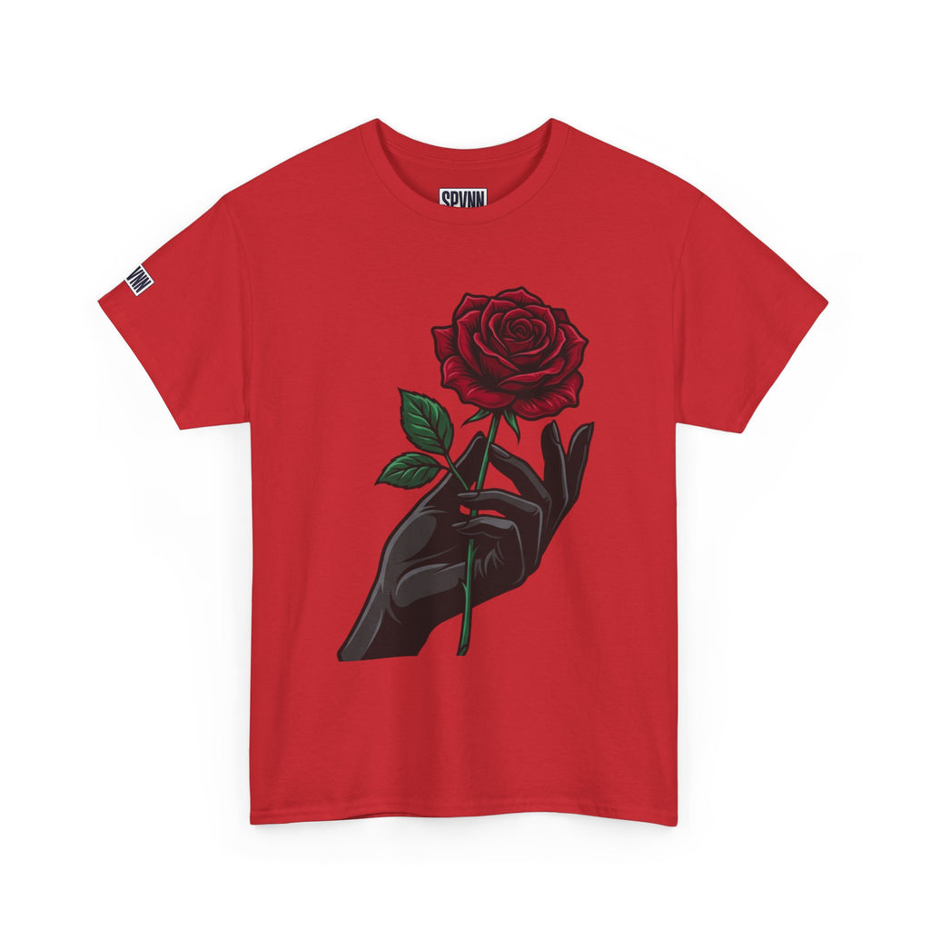Rose & Hand Graphic Tee — Dark Aesthetic Floral T-Shirt