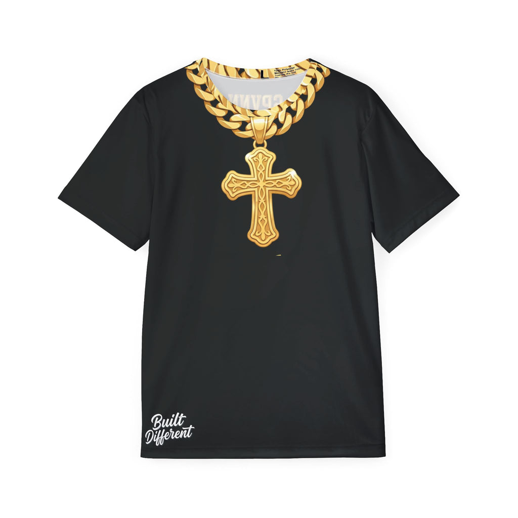 Jesus Cross Chain Jersey — "God's Plan" Athletic Tee