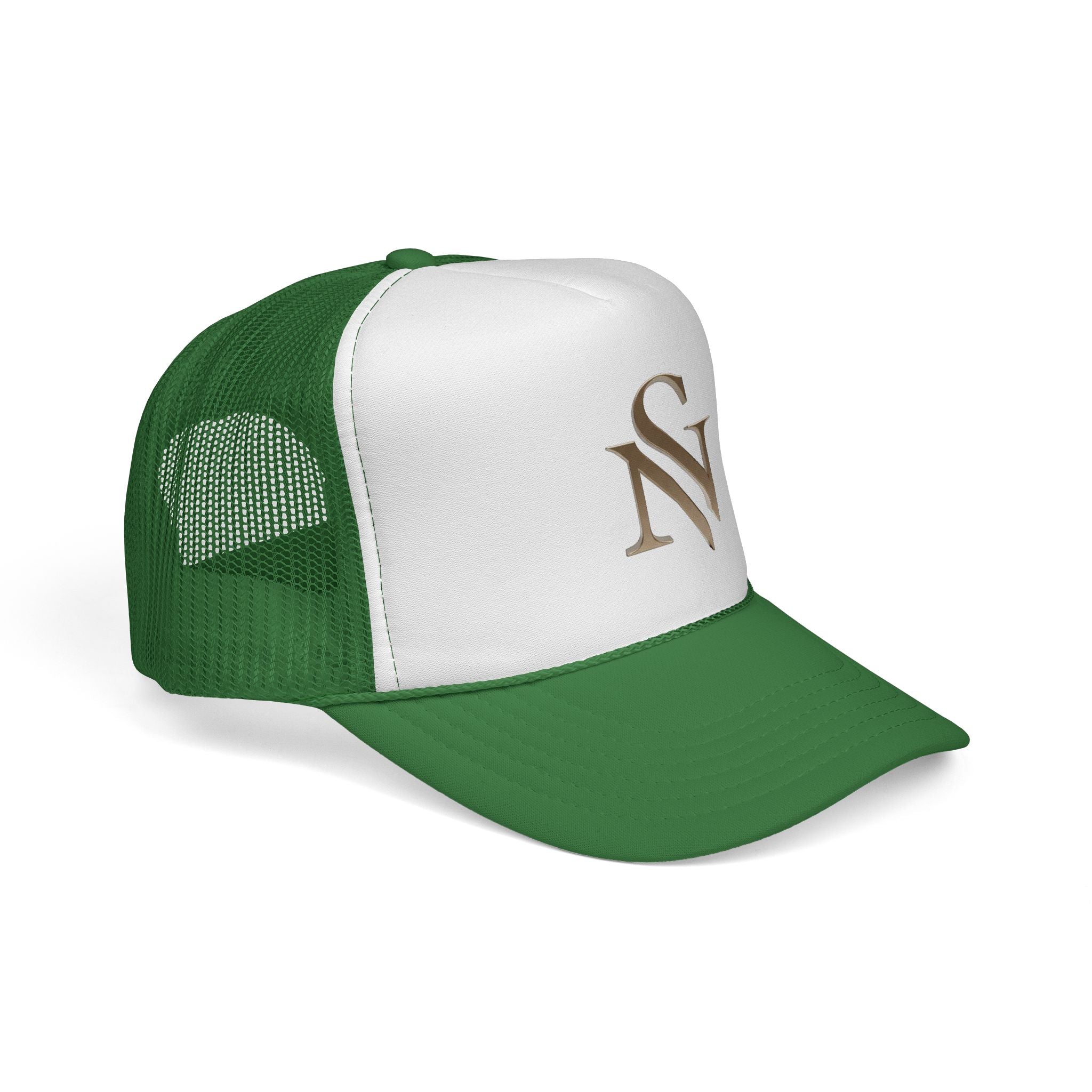 Embroidered 'SN' Monogram Trucker Cap — Classic Mesh Baseball Hat