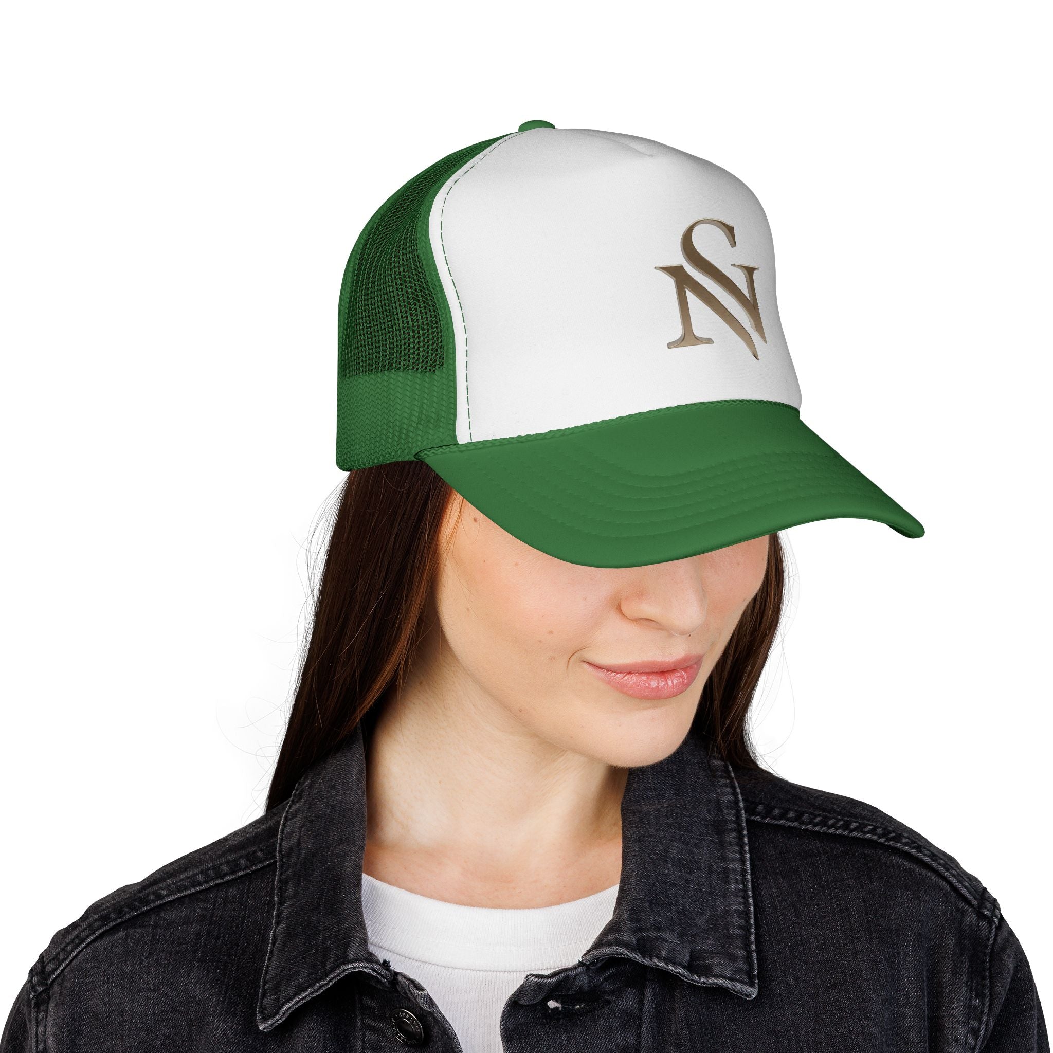 Embroidered 'SN' Monogram Trucker Cap — Classic Mesh Baseball Hat