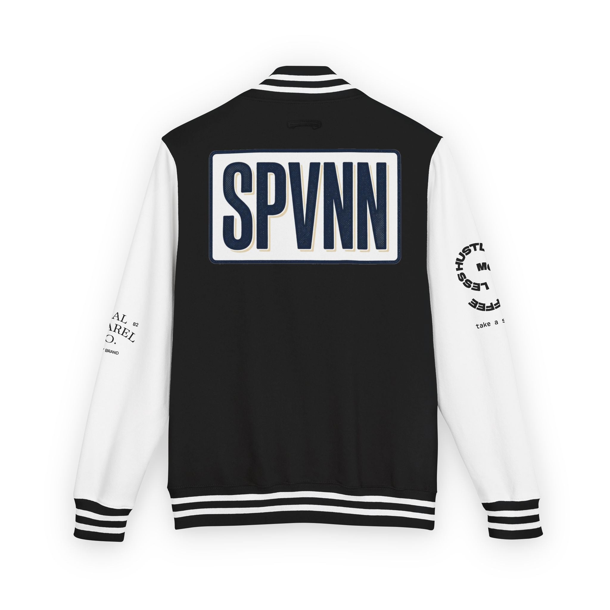 SPVNN Red & White Varsity Letterman Jacket – Embroidered Patch Logo