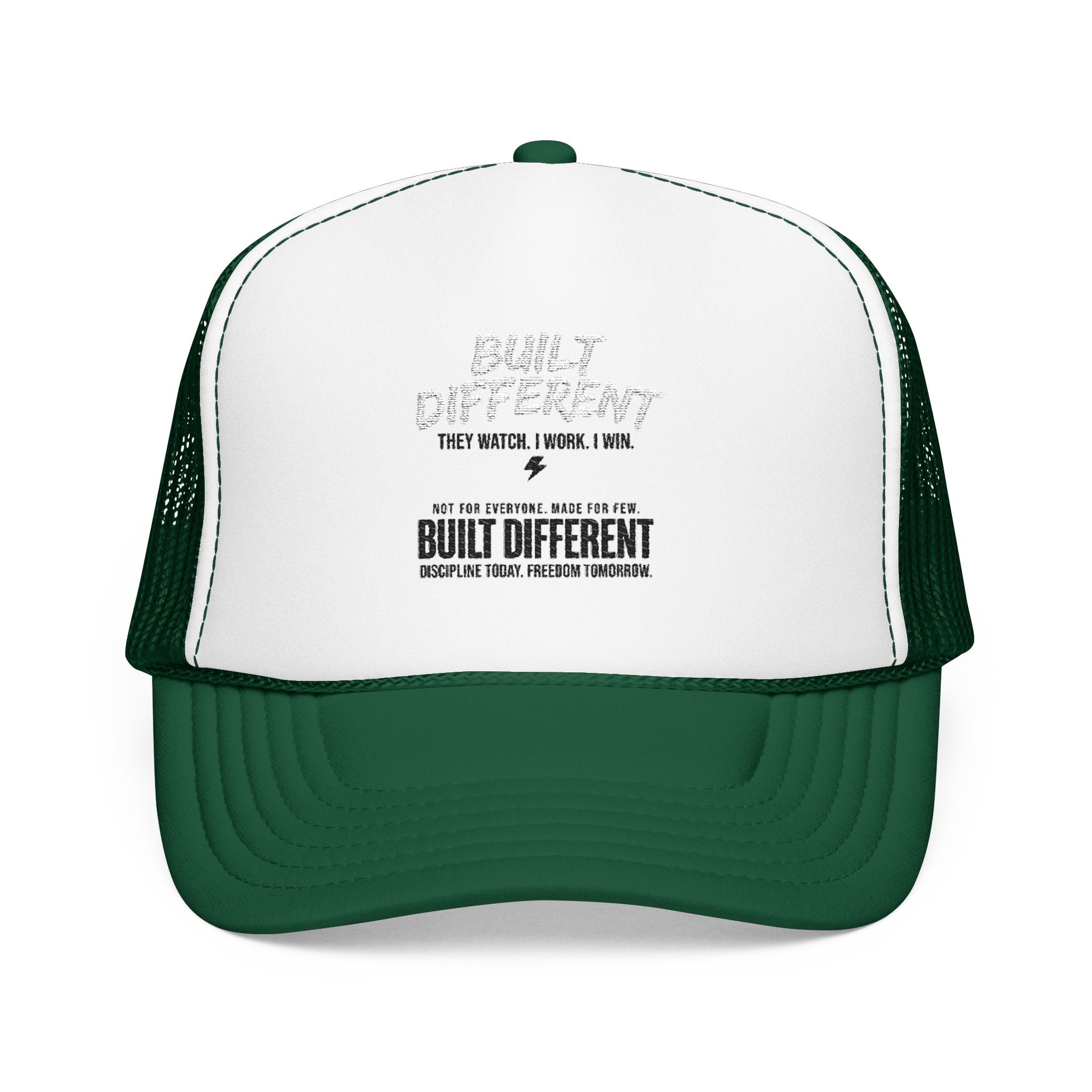 Trucker Hat — "Built Different" Foam Mesh Cap