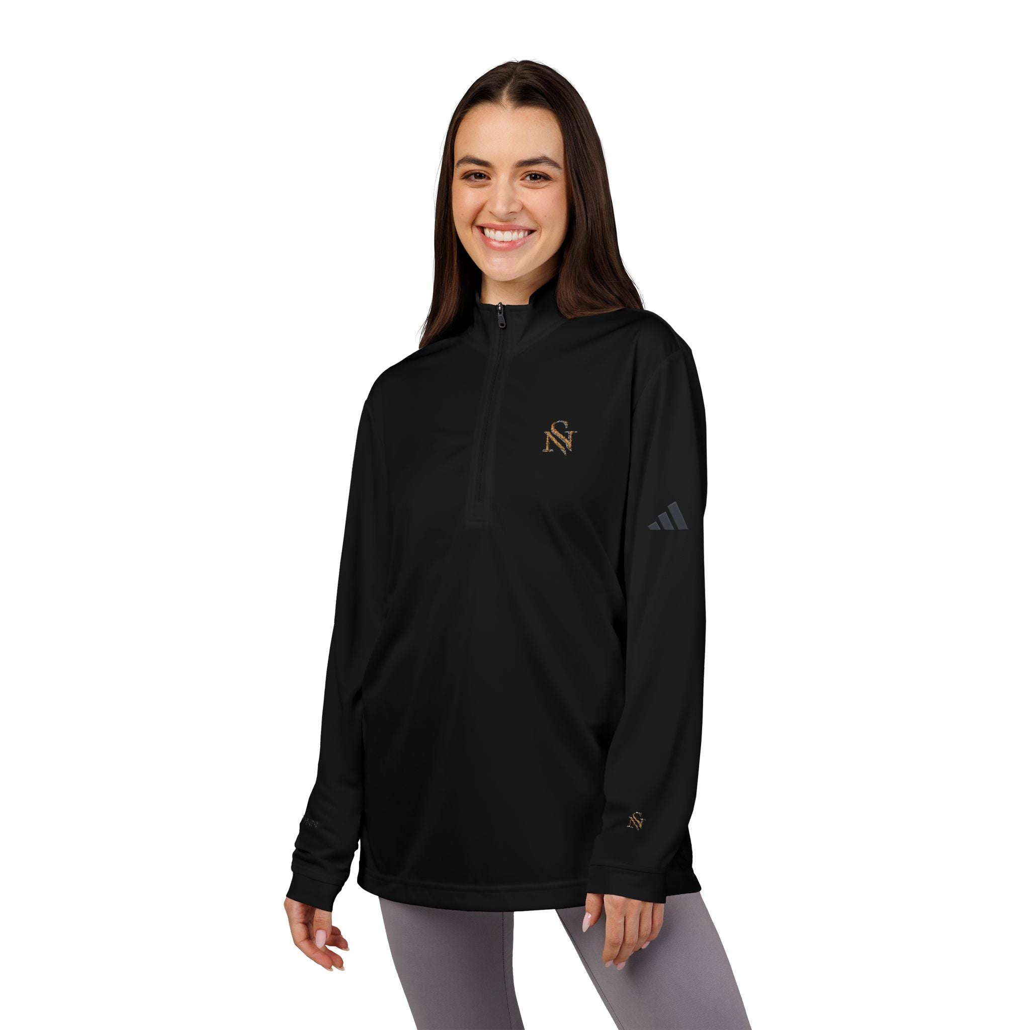 Embroidered Quarter-Zip Pullover — White adidas Performance Top