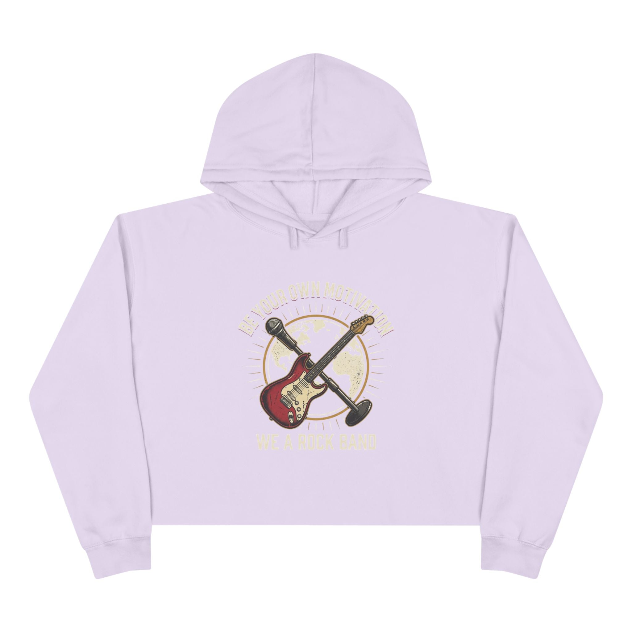 Worldwide Rock Band Crop Hoodie — "Play Your Own Motown" Guitar Graphic
