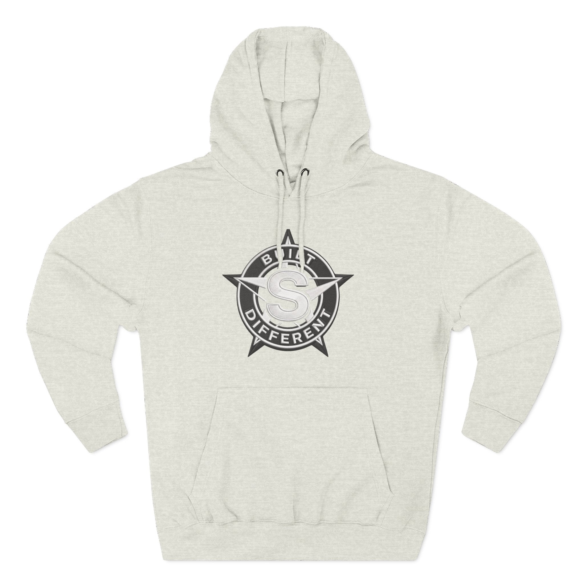 Built Different Logo Hoodie — Vintage Compass Emblem Fleece Hoodie