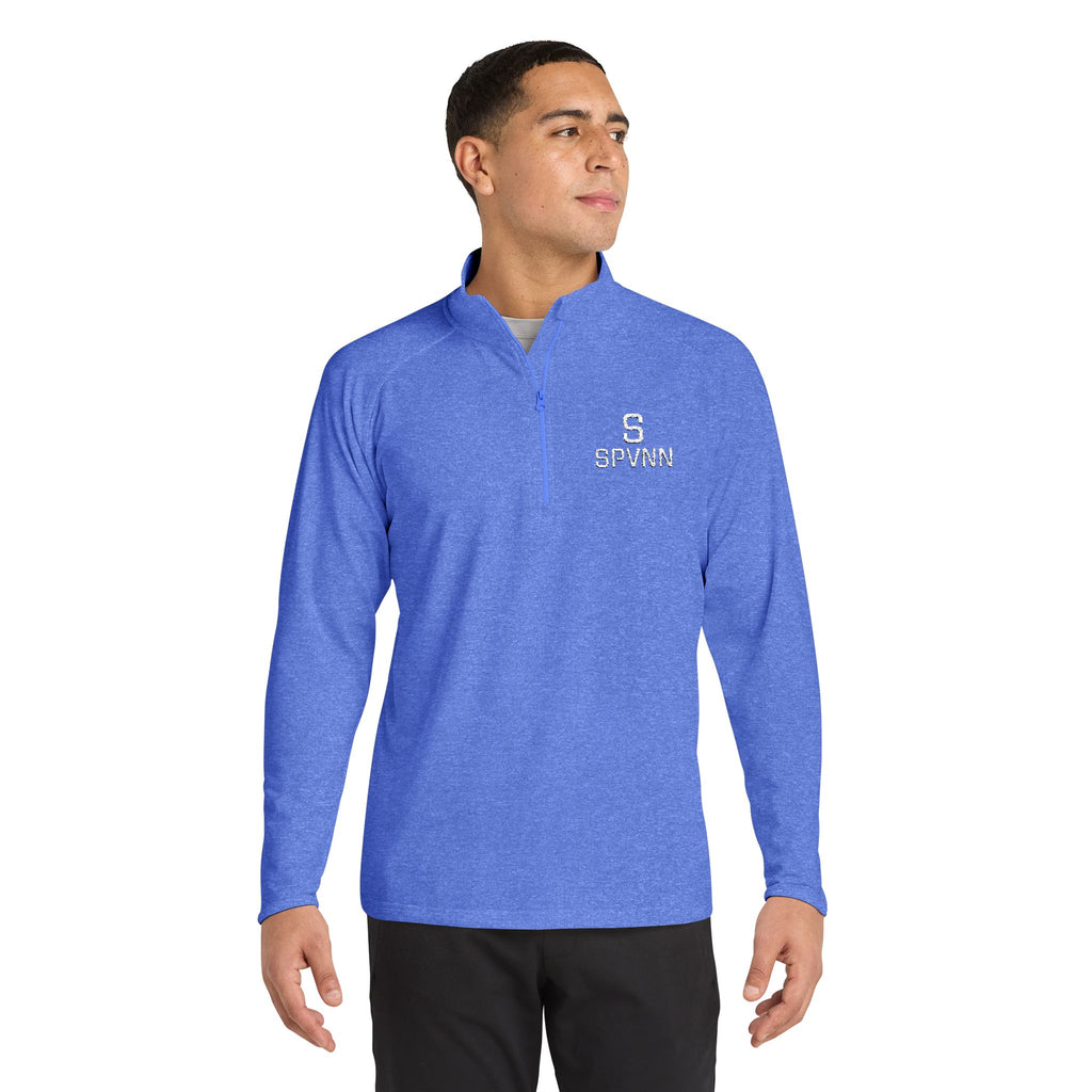 SPVNN Embroidered Quarter-Zip Pullover — Black Athletic Top