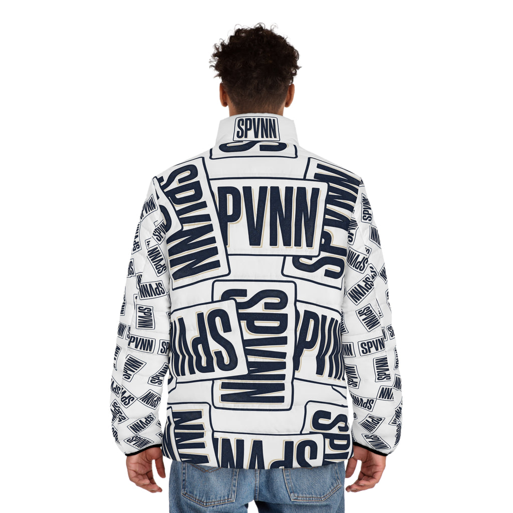 SPVNN Logo Puffer Jacket — All-Over Print Men's Winter Coat