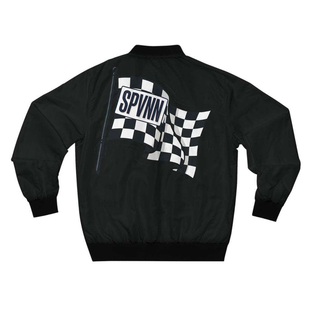 SPVNN Racing Bomber Jacket — Checkered Flag Streetwear Jacket