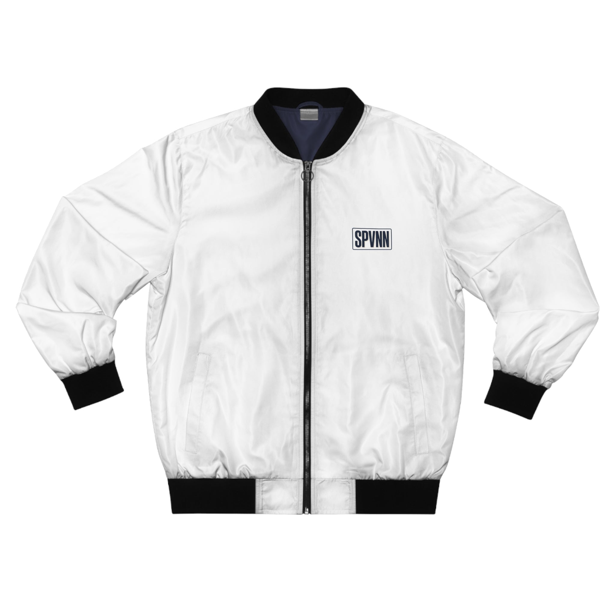 SPVNN Logo Bomber Jacket — Men's White Streetwear Bomber