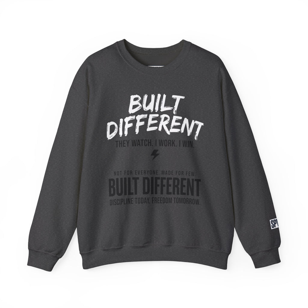 Built Different Crewneck Sweatshirt — "They Watch. I Work. I Win." Motivational Pullover