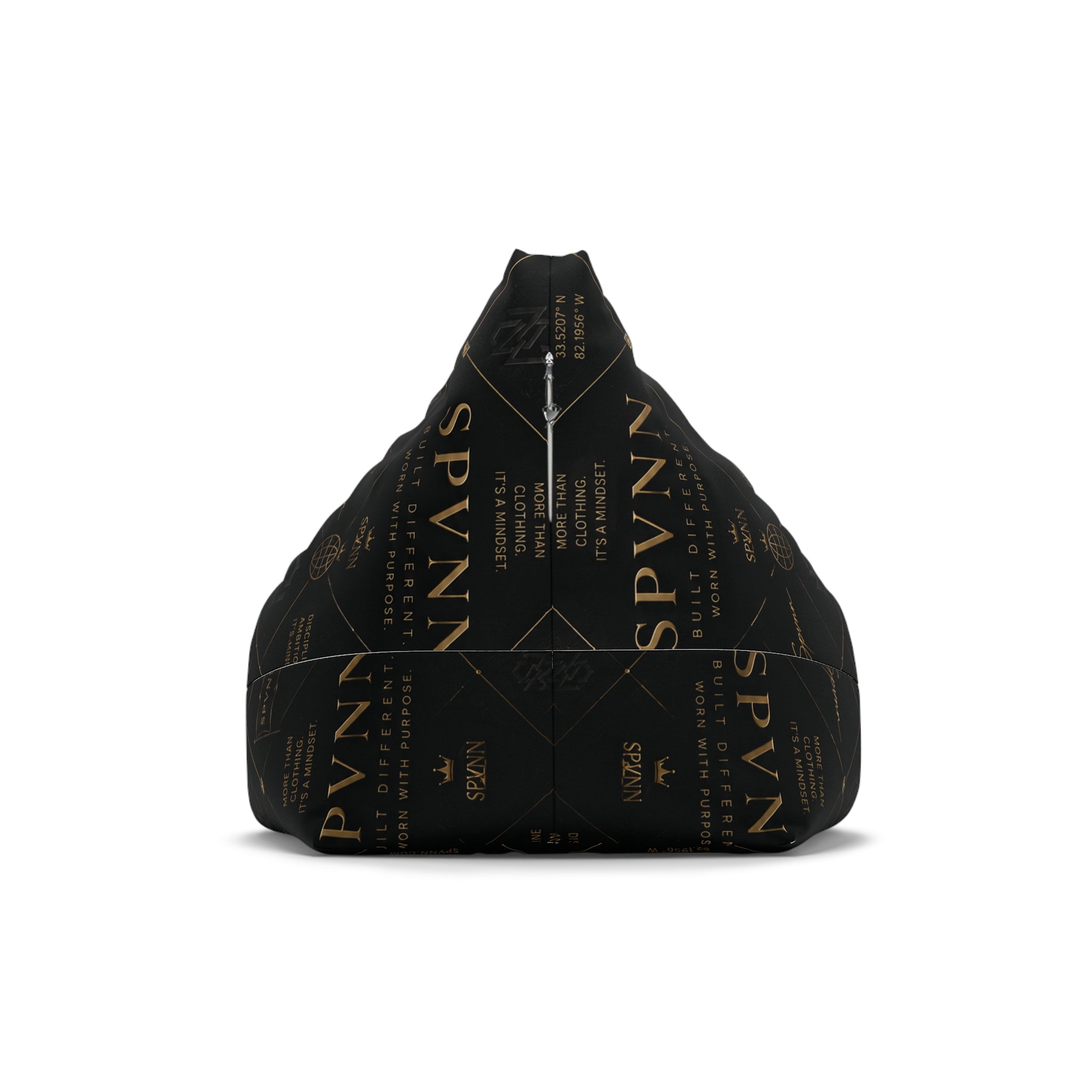 Luxury Black & Gold Logo Bean Bag Cover — Monogram Lounge Slipcover