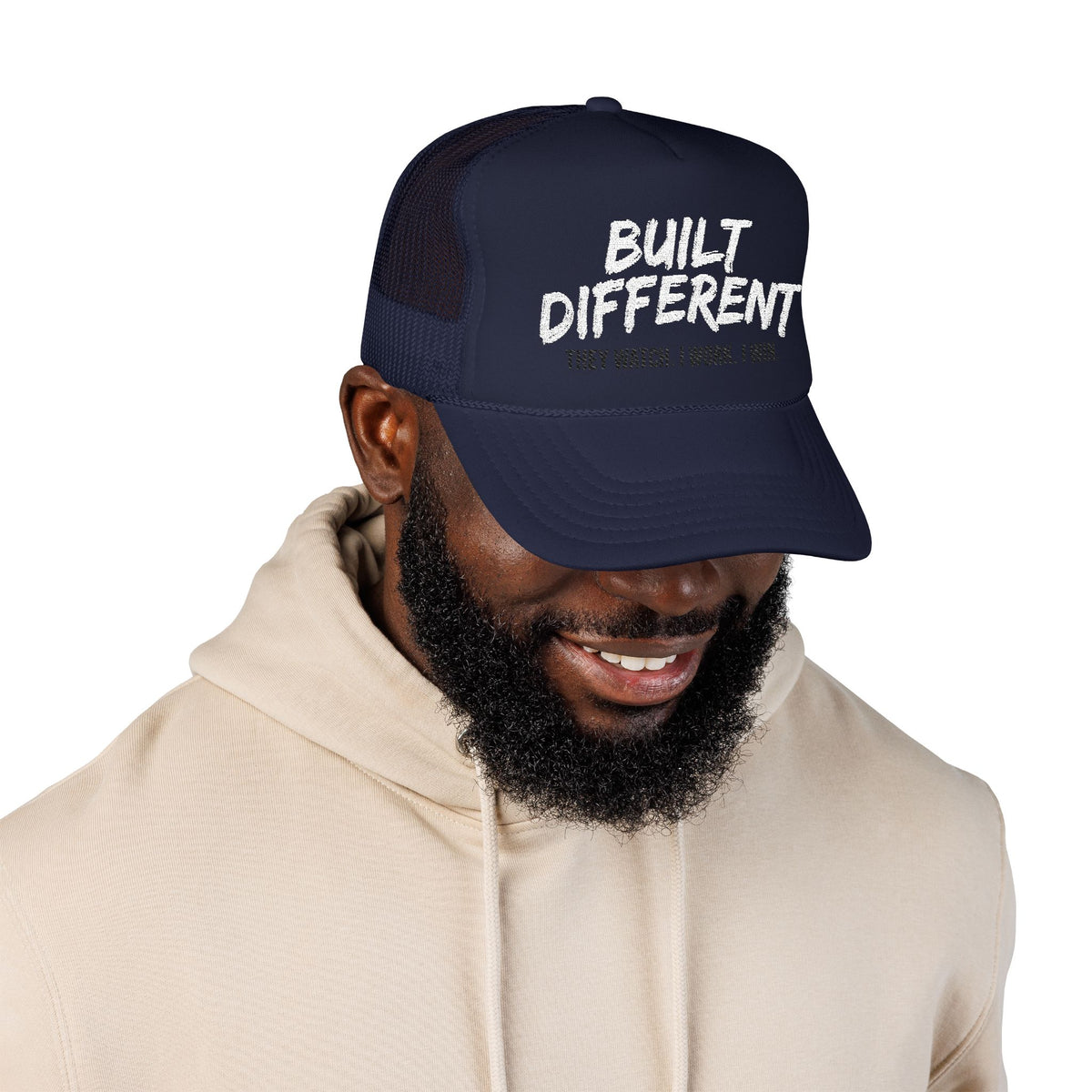 Trucker Hat — "Built Different" Foam Mesh Cap