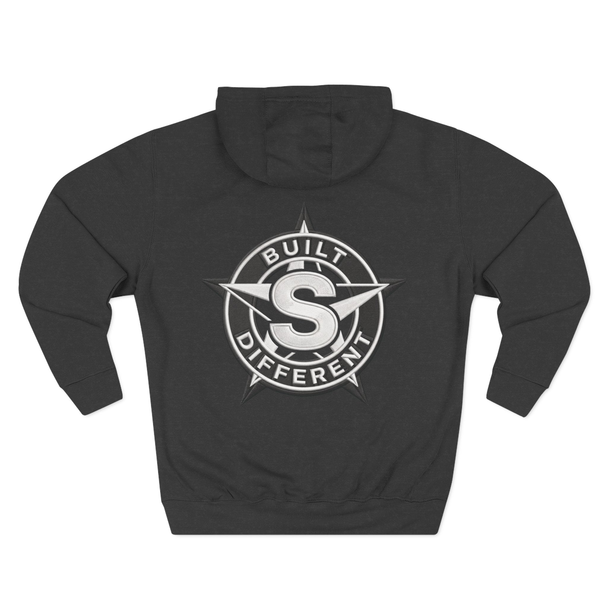 Built Different Logo Hoodie — Vintage Compass Emblem Fleece Hoodie