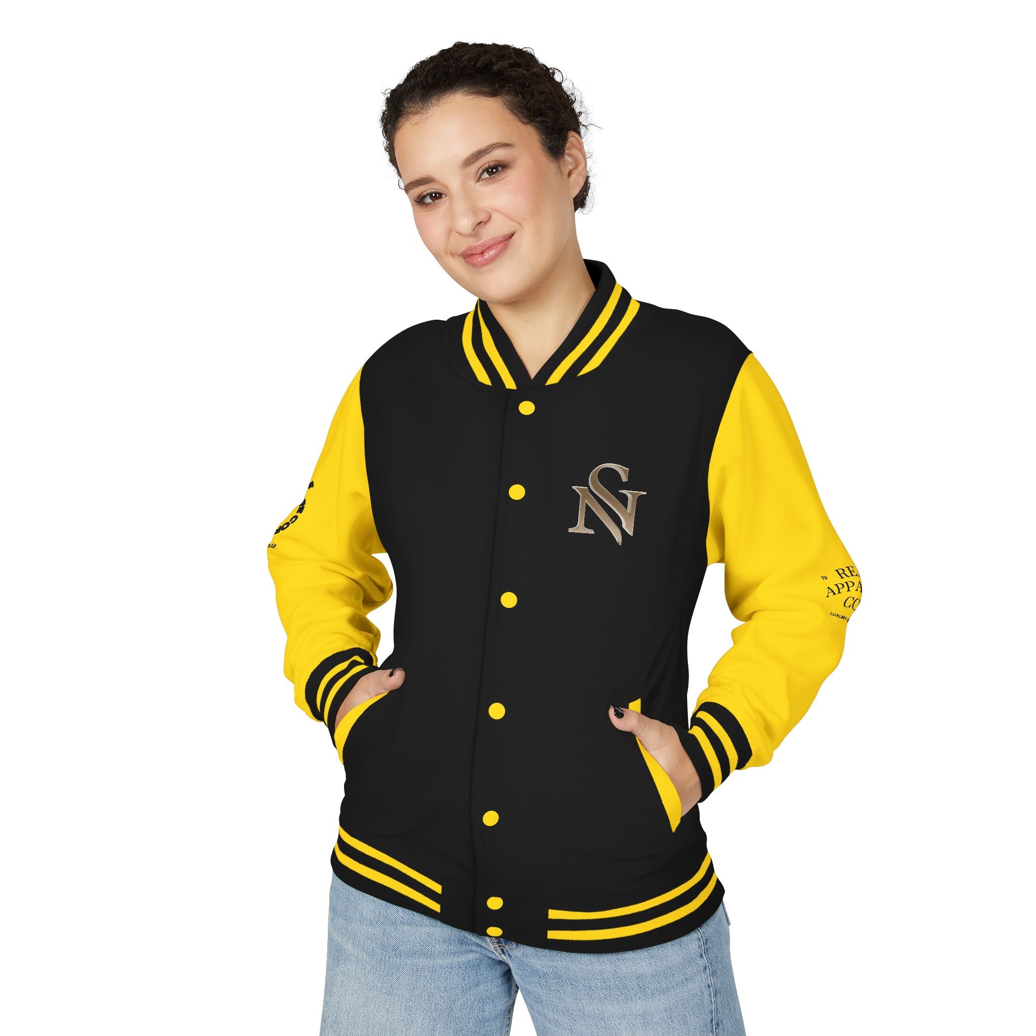SPVNN Red & White Varsity Letterman Jacket – Embroidered Patch Logo