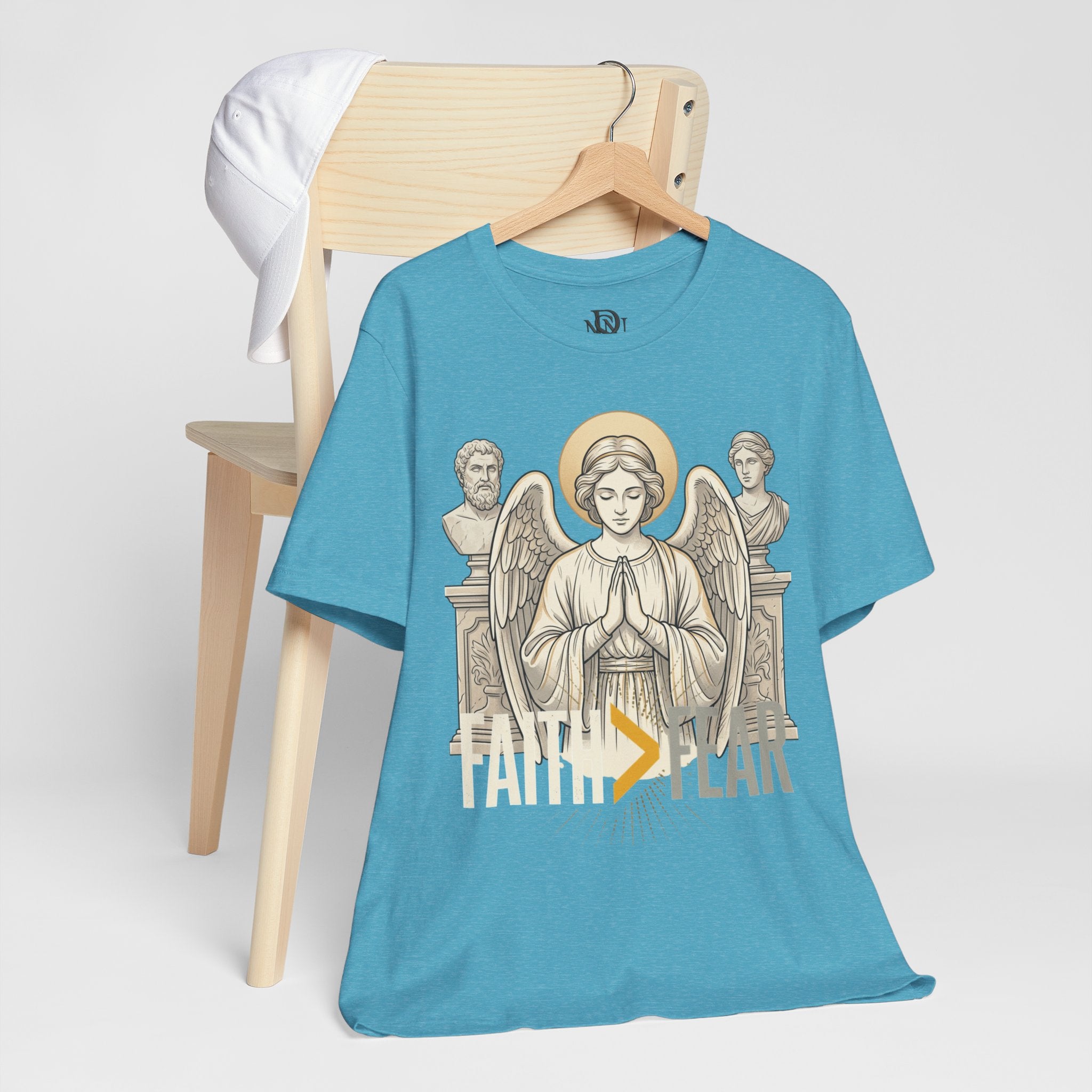 Faith Over Fear Tee — Angel Wings Christian Graphic T-Shirt