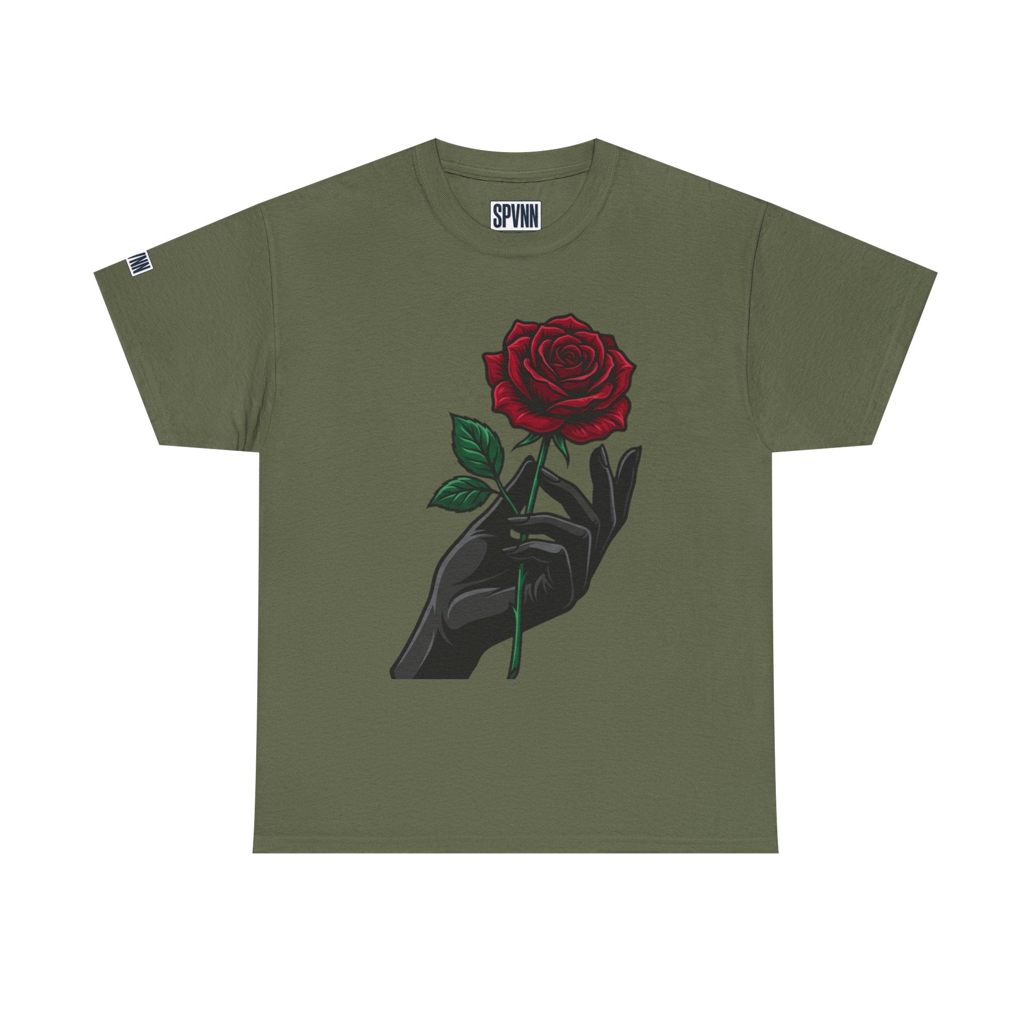 Rose & Hand Graphic Tee — Dark Aesthetic Floral T-Shirt