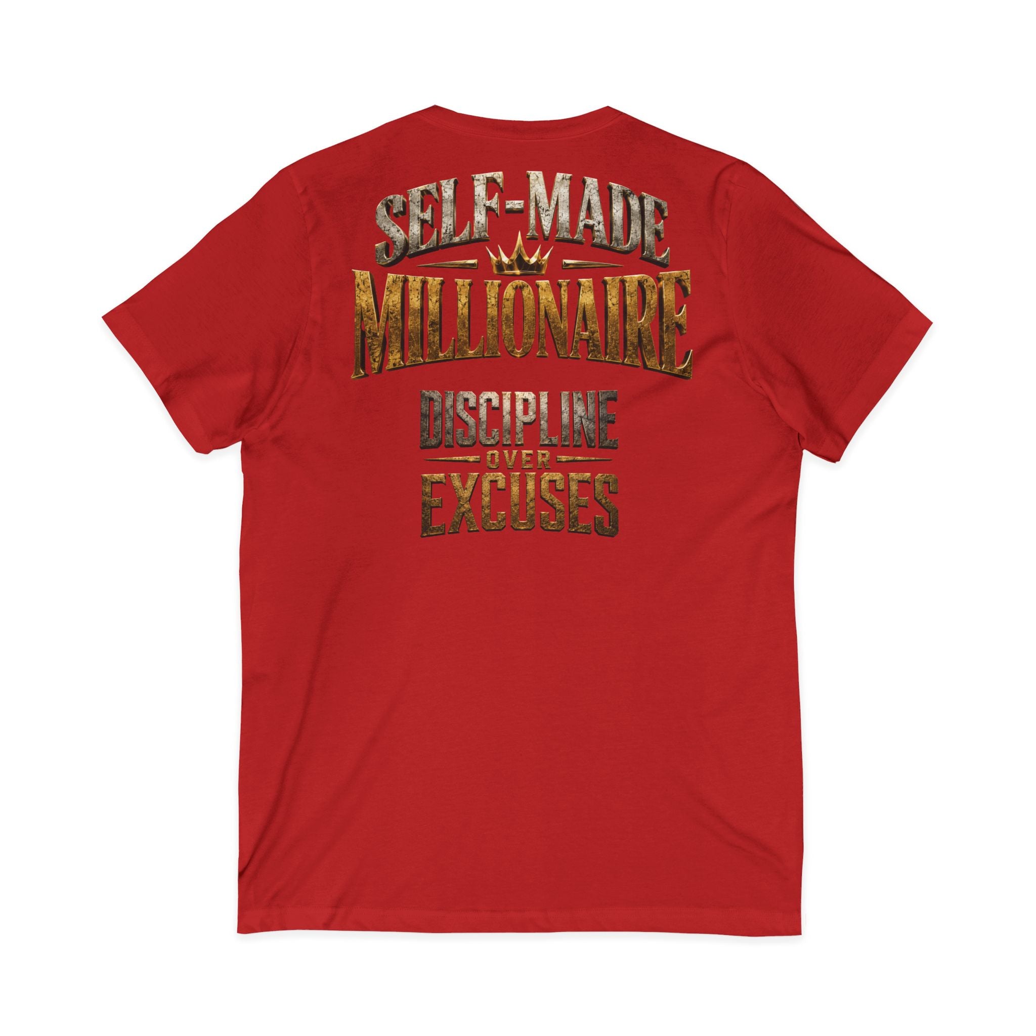 V-Neck Tee - "Self-Made Millionaire" Motivational Graphic T-Shirt