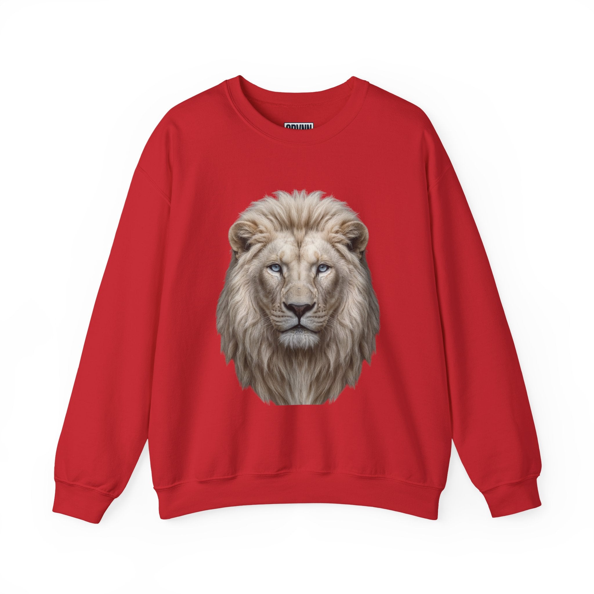 Lion Head Crewneck Sweatshirt — Realistic White Lion Portrait Pullover