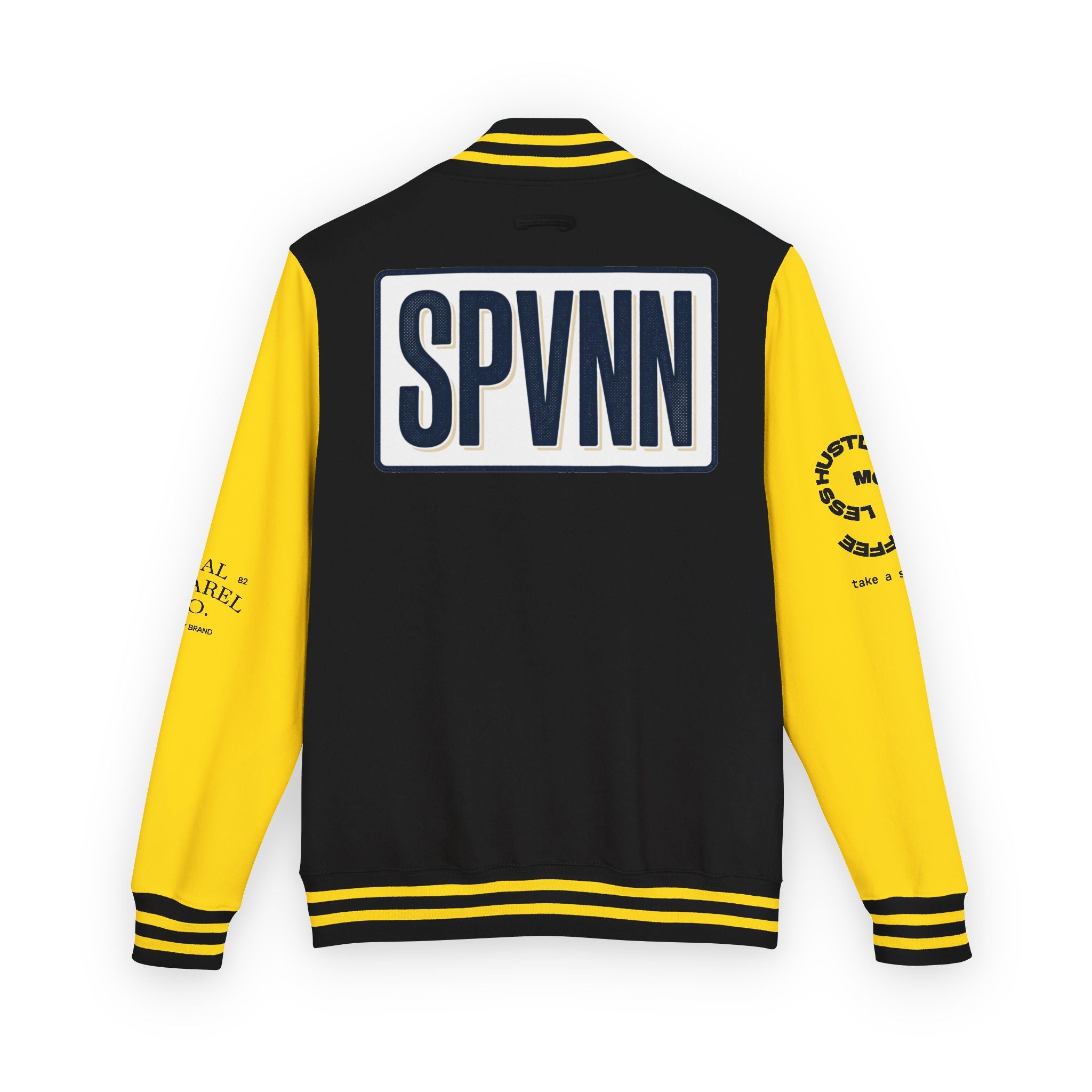 SPVNN Red & White Varsity Letterman Jacket – Embroidered Patch Logo