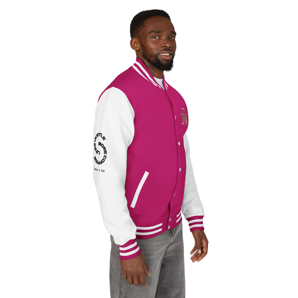 SPVNN Red & White Varsity Letterman Jacket – Embroidered Patch Logo
