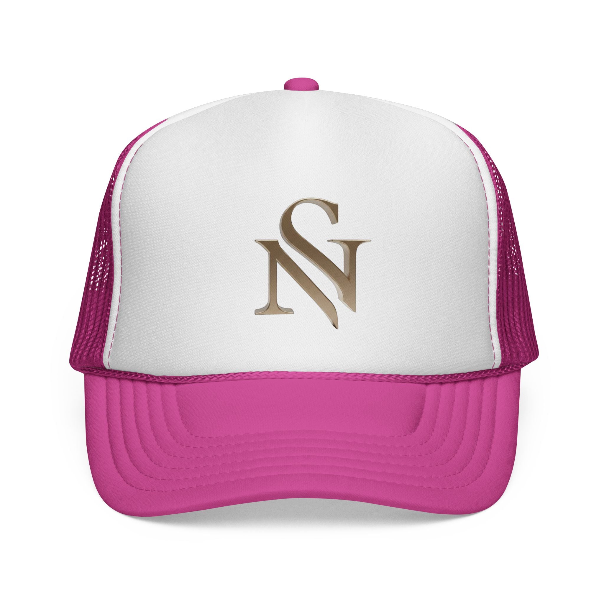 Embroidered 'SN' Monogram Trucker Cap — Classic Mesh Baseball Hat